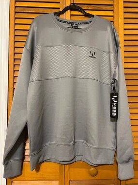 NWT MESSI Collection Men’s Grey Crew Neck Long Sleeve Sweatshirt FIFA Sz XL